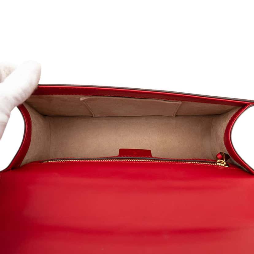 Gucci Small Leather Sylvie Web Satchel Red Leather Good condition - Model View