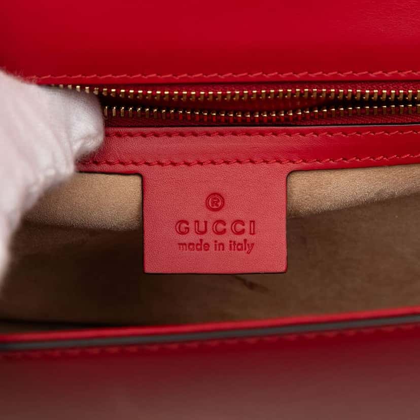 Gucci Small Leather Sylvie Web Satchel Red Leather Good condition - Box View