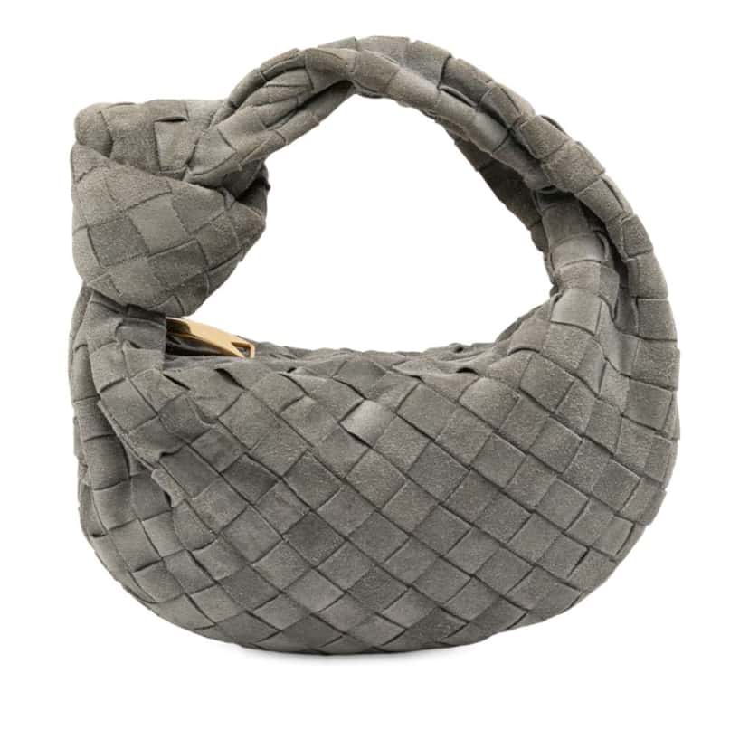 Bottega Veneta Mini Suede Intrecciato Jodie Grey Leather Good condition - Front View
