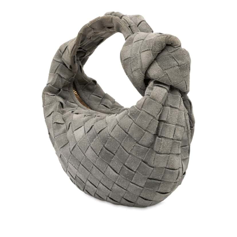 Bottega Veneta Mini Suede Intrecciato Jodie Grey Leather Good condition - Back View