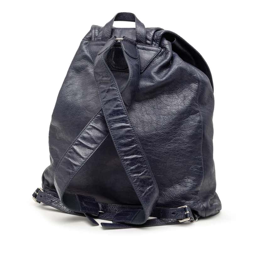 Balenciaga Lambskin Motocross Classic Traveler Backpack Blue Leather Very good condition - Back View