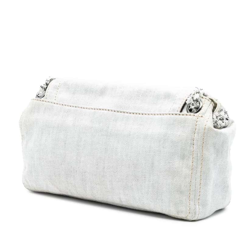 Prada Denim Sound Lock Shoulder Bag Grey Denim Good condition - Back View