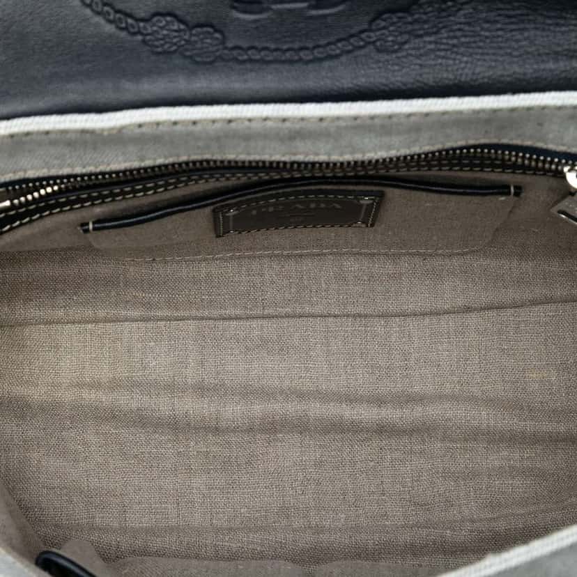 Prada Denim Sound Lock Shoulder Bag Grey Denim Good condition - Model View