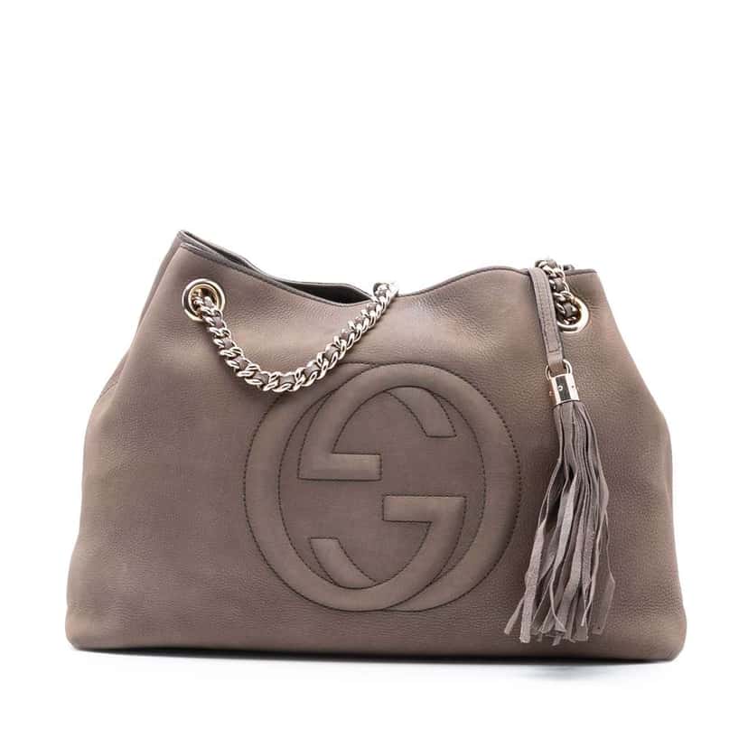 Gucci Medium Nubuck Leather Soho Chain Tote Brown Leather Good condition - Front View