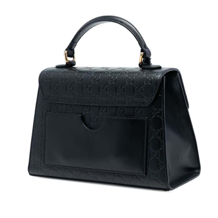 Gucci Small Guccissima Padlock Satchel Black Leather Good condition - Back View