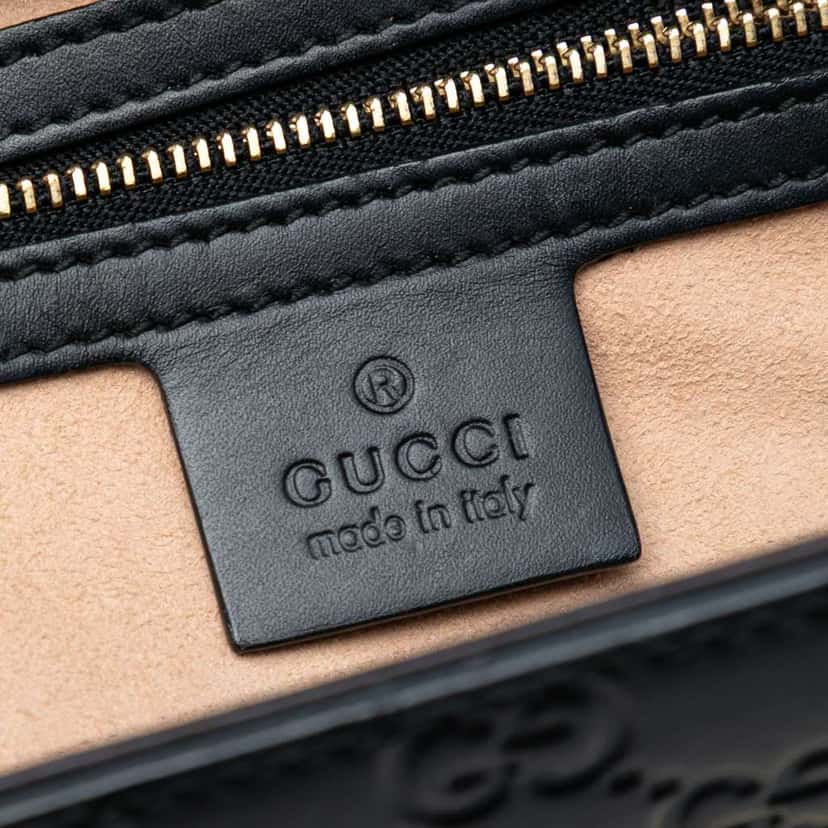 Gucci Small Guccissima Padlock Satchel Black Leather Good condition - Box View