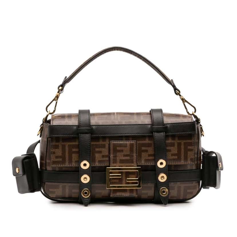 Fendi Zucca Glazed Fabric Cage Baguette Brown Canvas Very good condition - Front View