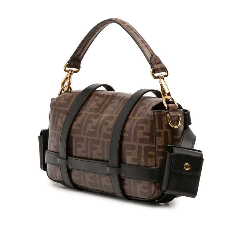 Fendi Zucca Glazed Fabric Cage Baguette Brown Canvas Very good condition - Back View
