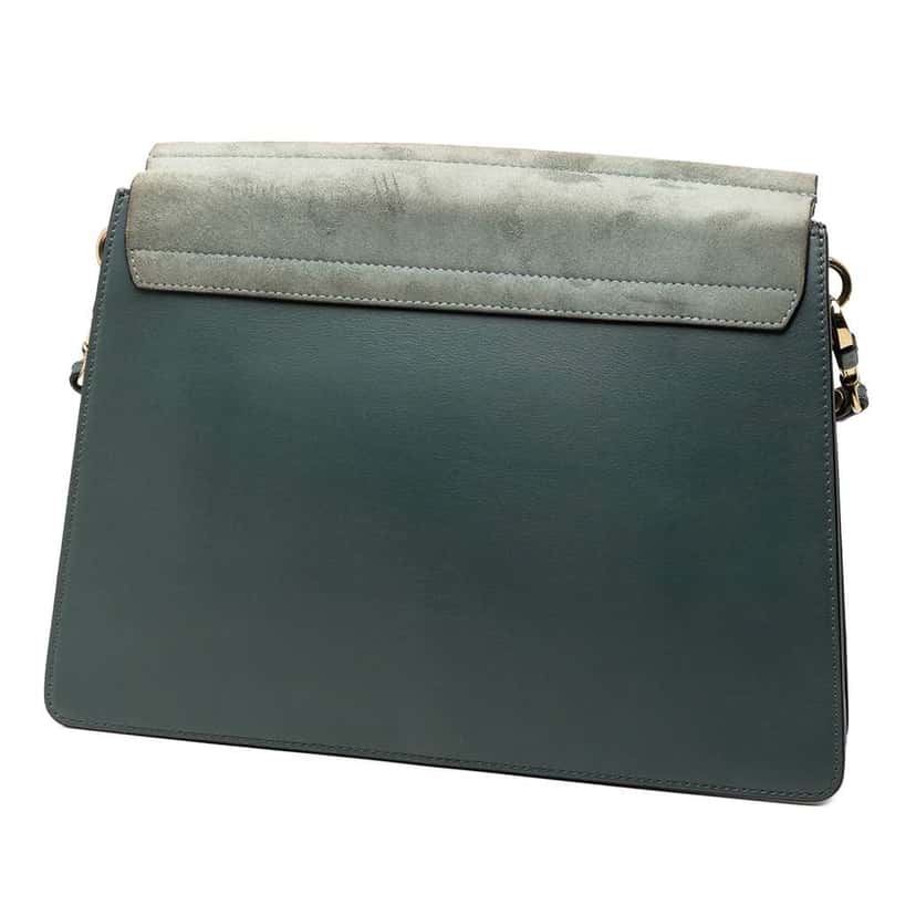 Chloé Medium Calfskin and Suede Faye Crossbody Blue Leather Very good condition - Back View