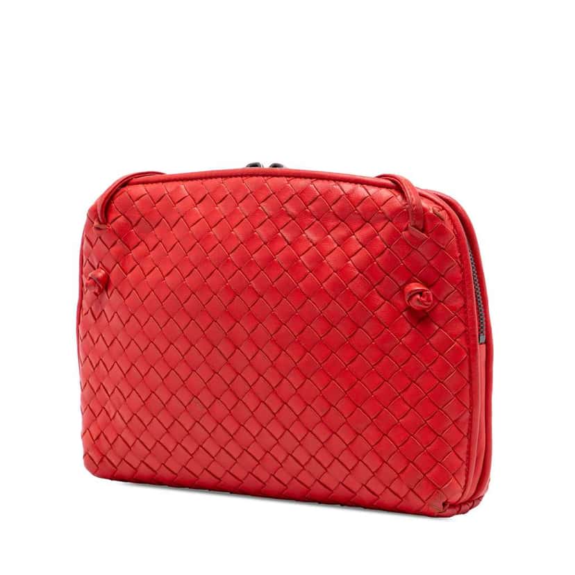 Bottega Veneta Nappa Intrecciato Nodini Crossbody Red Leather Very good condition - Back View