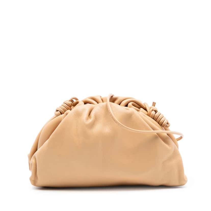 Bottega Veneta Lambskin The Mini Pouch Crossbody Brown Leather Very good condition - Front View