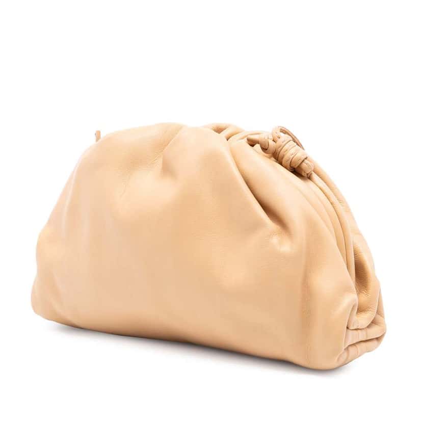 Bottega Veneta Lambskin The Mini Pouch Crossbody Brown Leather Very good condition - Back View