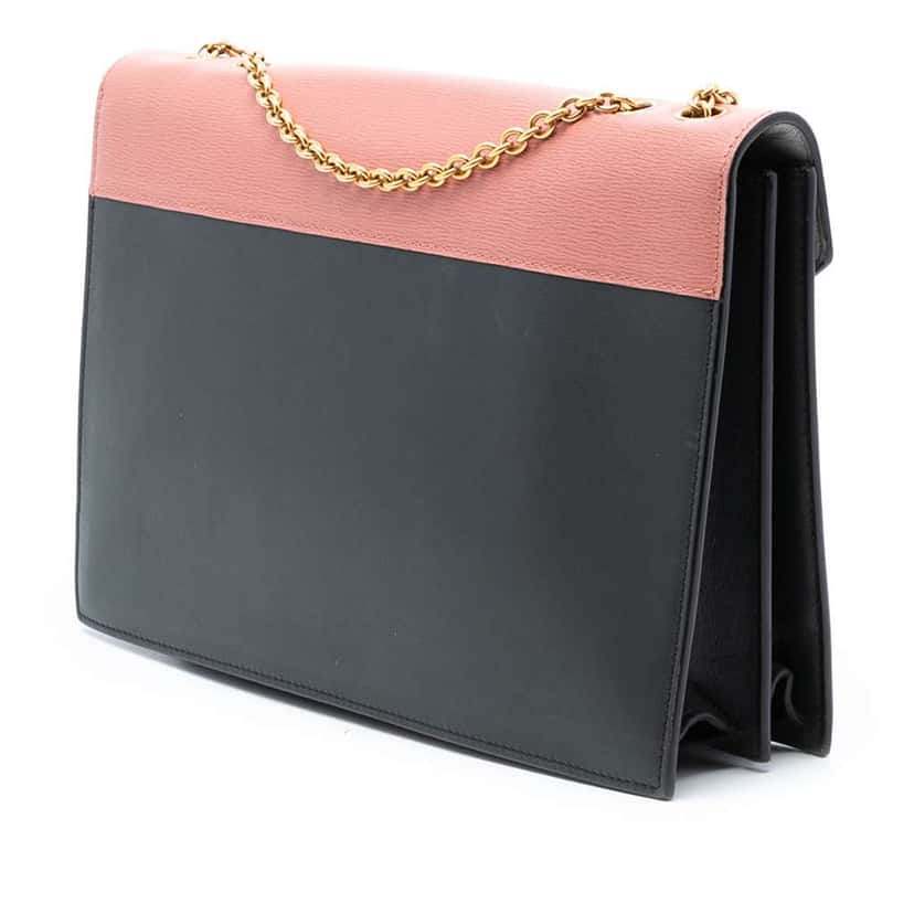 Celine Tricolor Leather and Suede Pocket Envelope Wallet on Chain Black Leather Very good condition - Back View