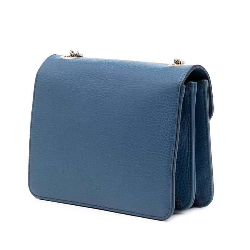 Gucci Small Dollar Calfskin Interlocking G Crossbody Blue Leather Very good condition - Back View