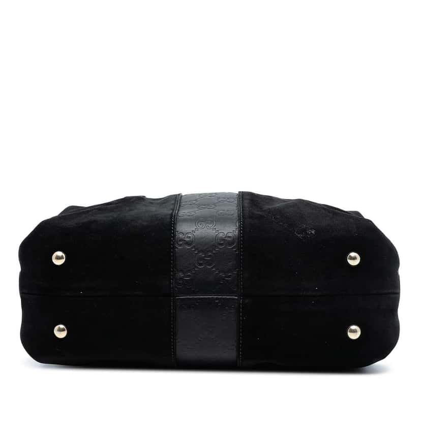 Gucci Guccissima Trimmed Suede Boston Bag Black Leather Good condition - Inside View
