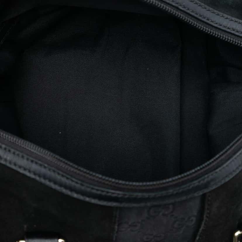 Gucci Guccissima Trimmed Suede Boston Bag Black Leather Good condition - Model View