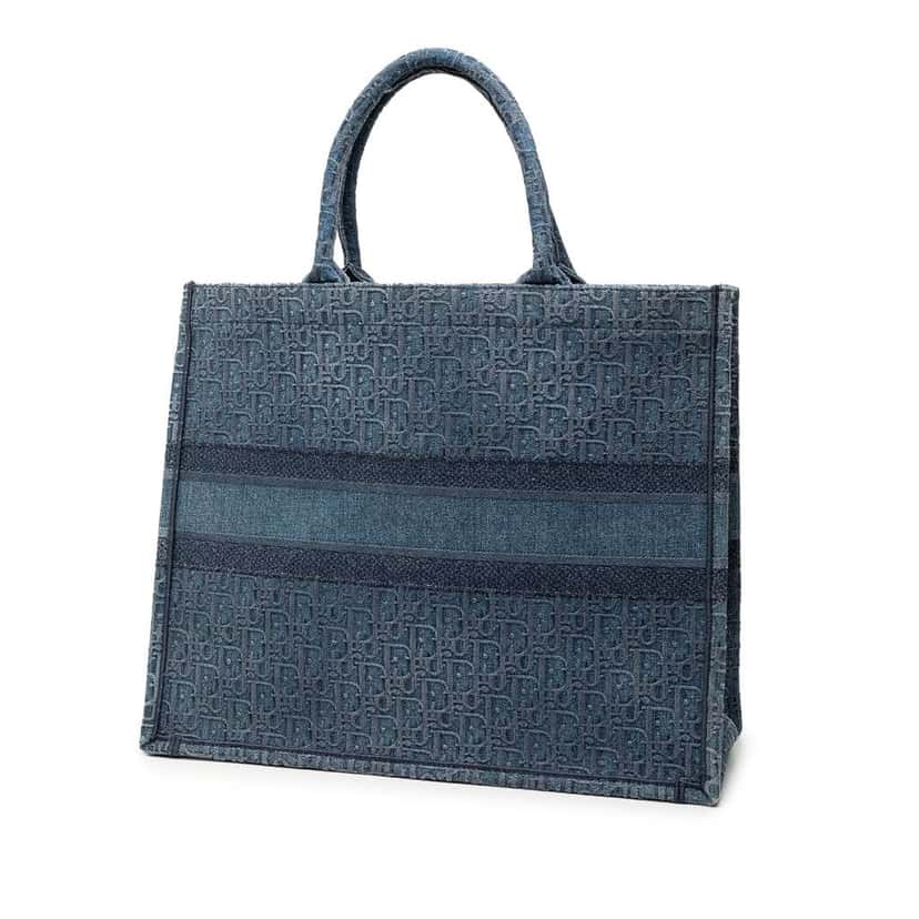 Dior Large Oblique Denim Book Tote Blue Denim Very good condition - Back View