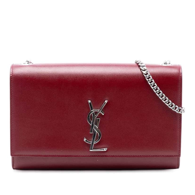 Saint Laurent Medium Grain De Poudre Monogram Kate Crossbody Red Leather Very good condition - Front View