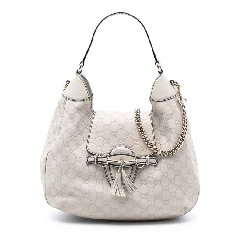 Gucci Medium Guccissima Emily Satchel White Leather Good condition - Front View