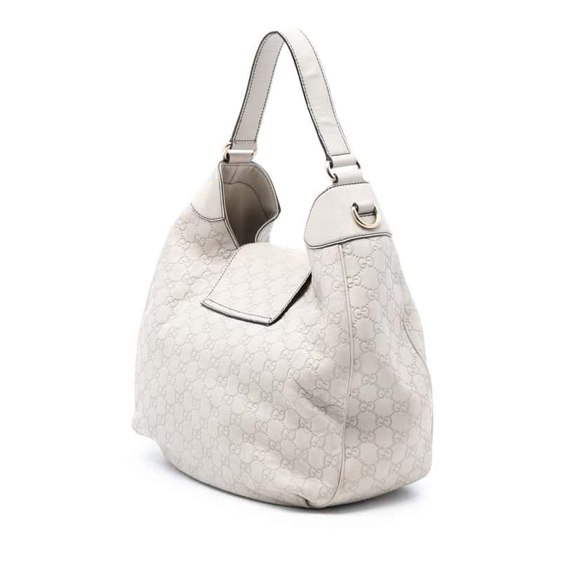 Gucci Medium Guccissima Emily Satchel White Leather Good condition - Back View