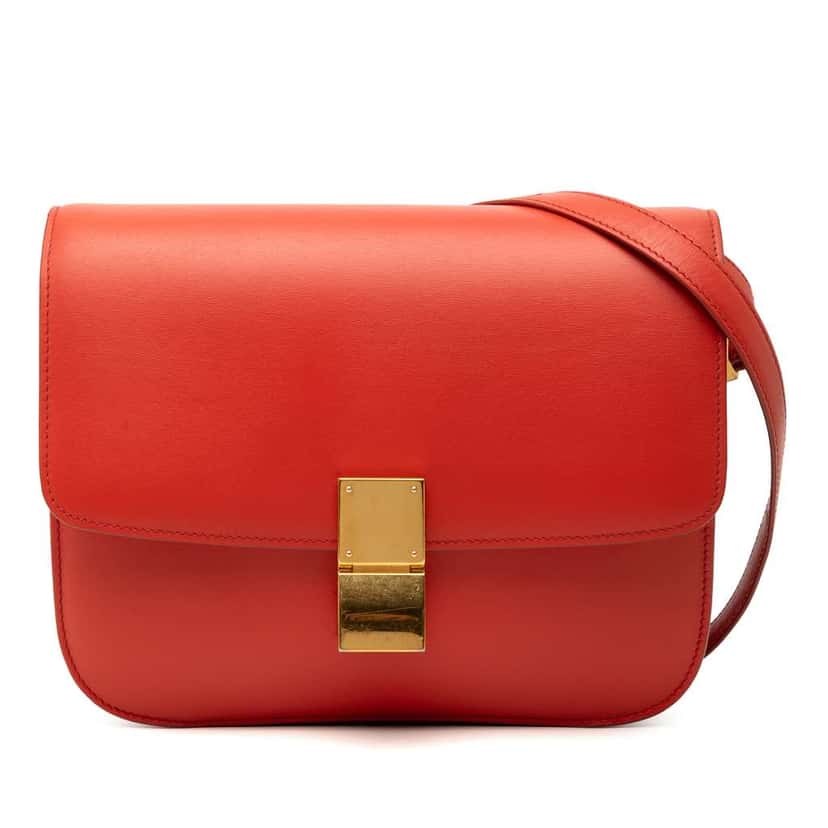 Celine Medium Calfskin Classic Box Red Leather Good condition - Front View