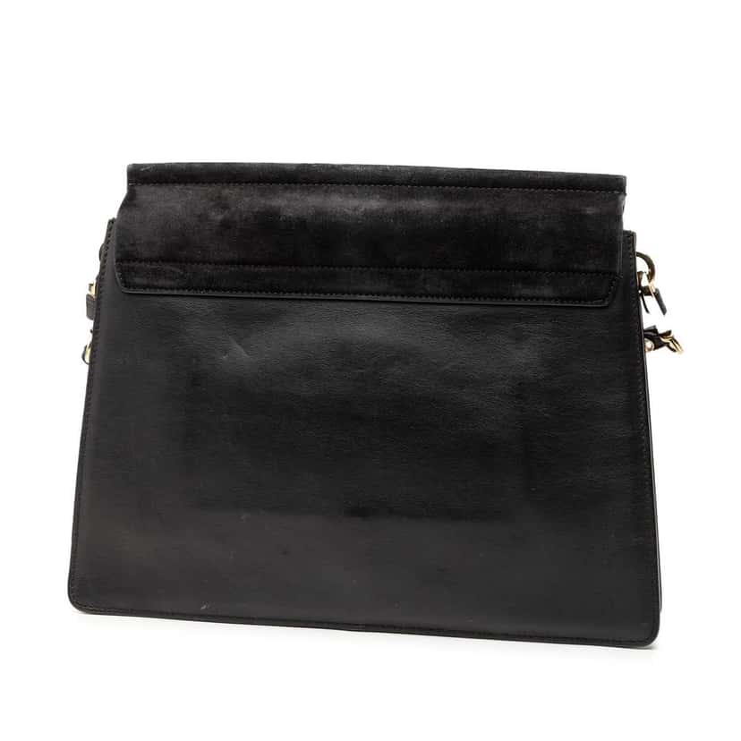 Chloé Medium Calfskin and Suede Faye Crossbody Black Leather Very good condition - Back View