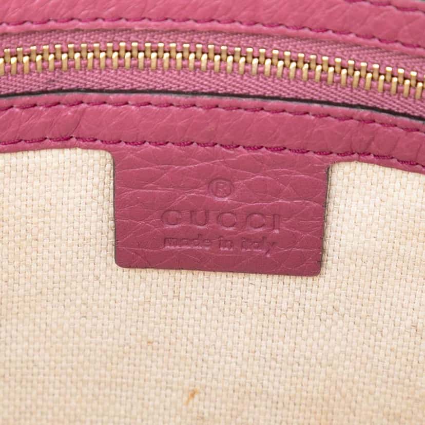Gucci Small Pebbled Leather Soho Cellarius Satchel Purple Leather Very good condition - Box View