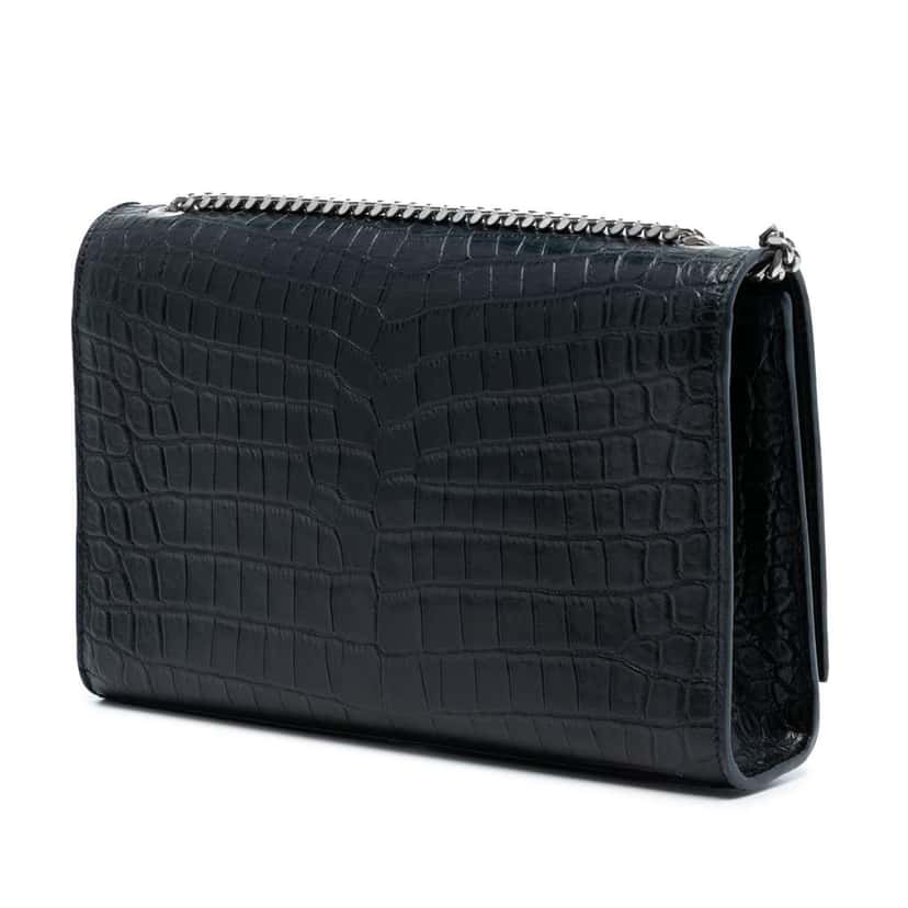 Saint Laurent Medium Croc Embossed Leather Kate Tassel Crossbody Black Leather Good condition - Back View