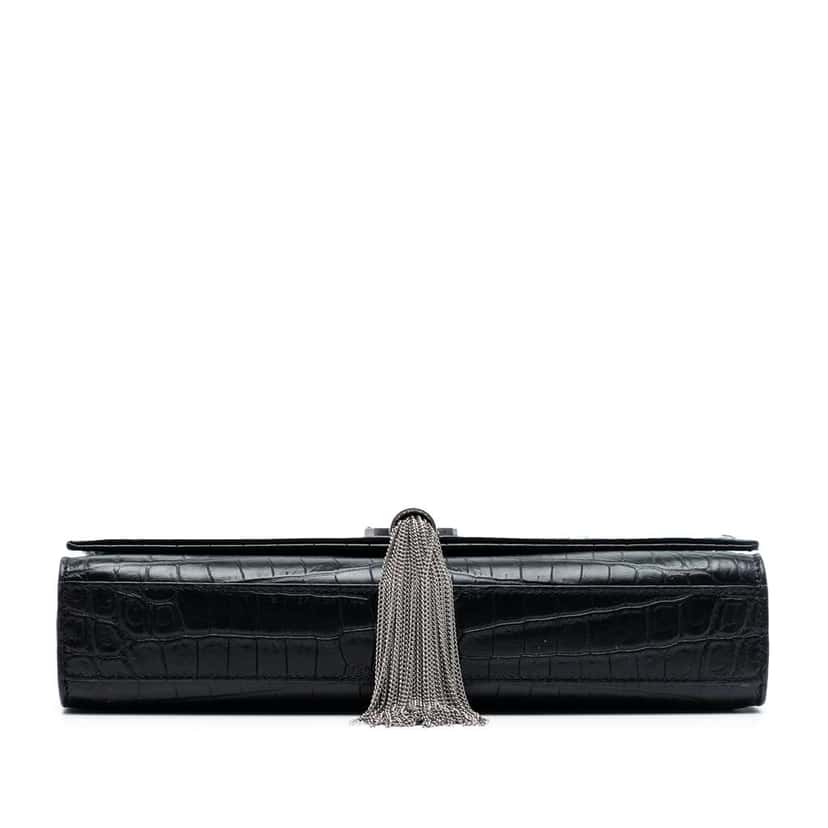 Saint Laurent Medium Croc Embossed Leather Kate Tassel Crossbody Black Leather Good condition - Inside View