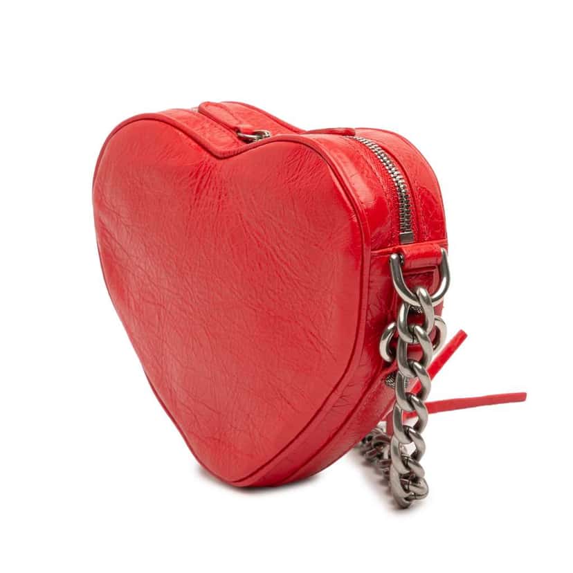 Balenciaga Mini Lambskin Motocross Le Cagole Heart Chain Bag Red Leather Good condition - Back View