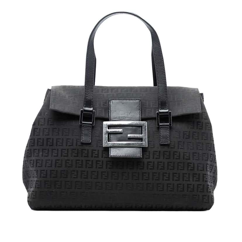 Fendi Zucchino Canvas Handbag Black Canvas Good condition - Front View