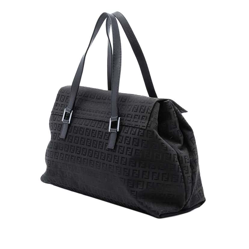 Fendi Zucchino Canvas Handbag Black Canvas Good condition - Back View