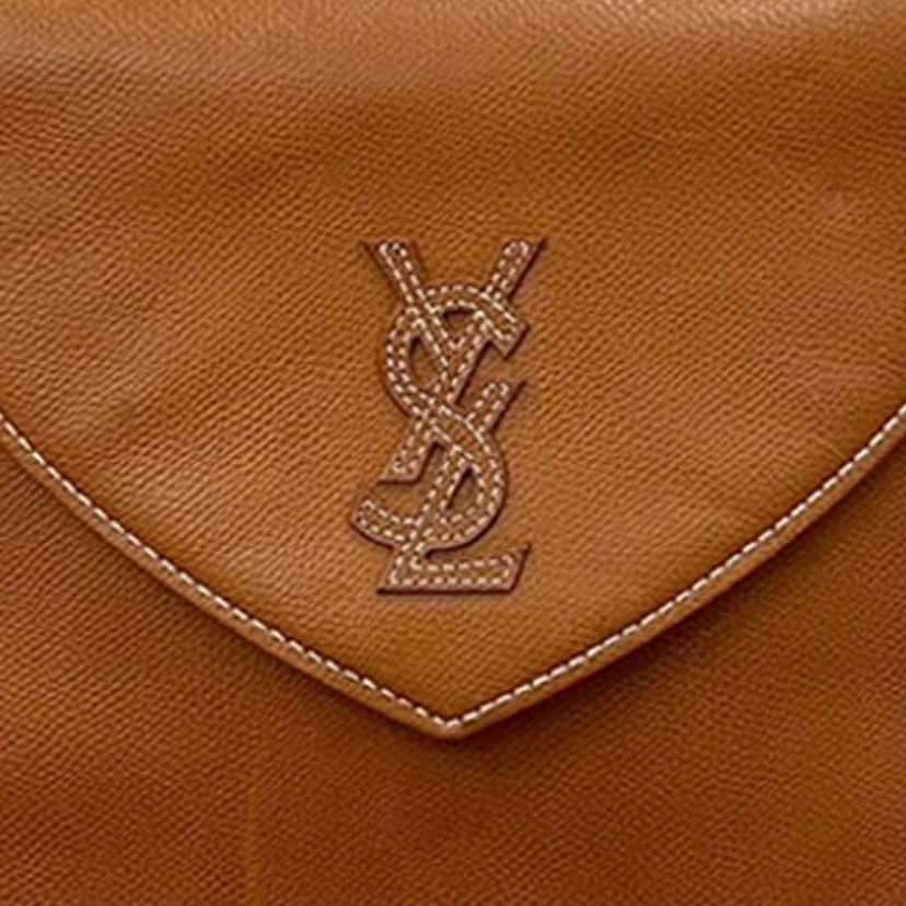 Saint Laurent Leather Stitched Monogram Satchel Brown Leather Good condition - Model View