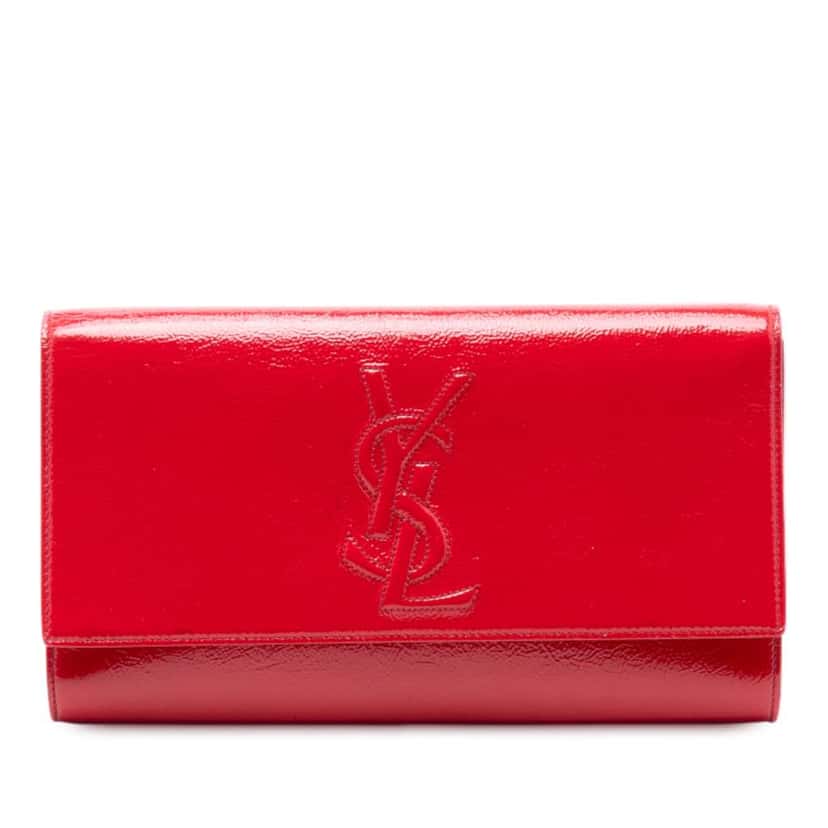 Saint Laurent Patent Belle Du Jour Clutch Red Leather Very good condition - Front View