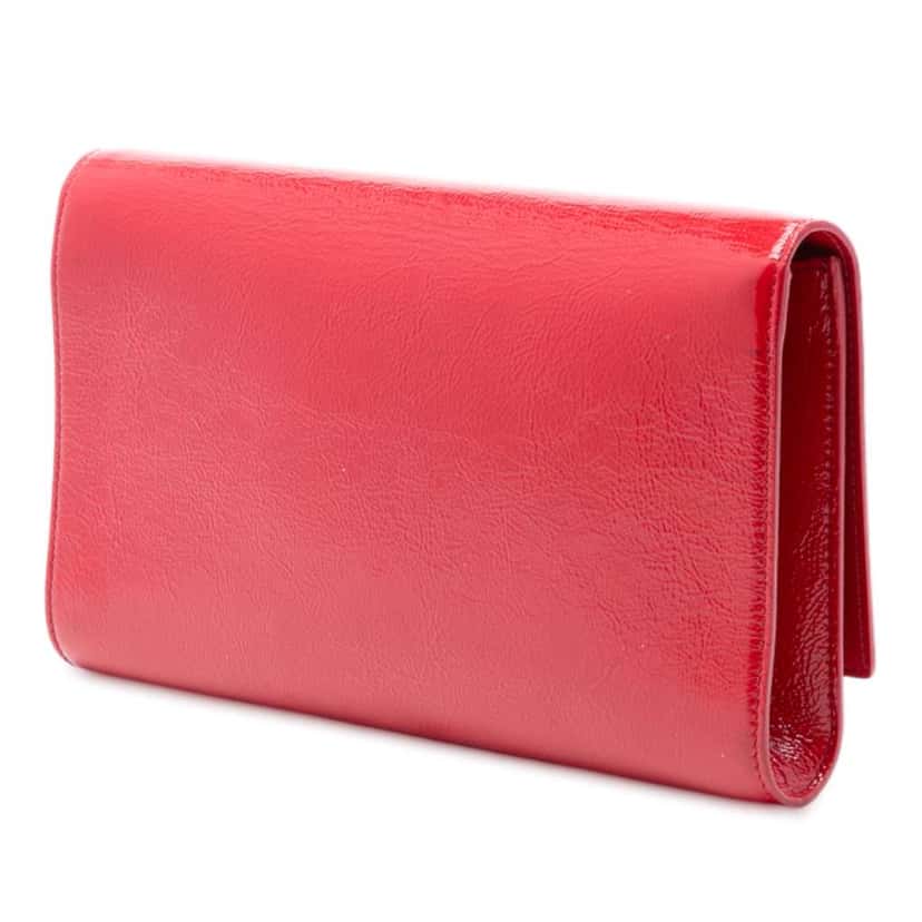 Saint Laurent Patent Belle Du Jour Clutch Red Leather Very good condition - Back View