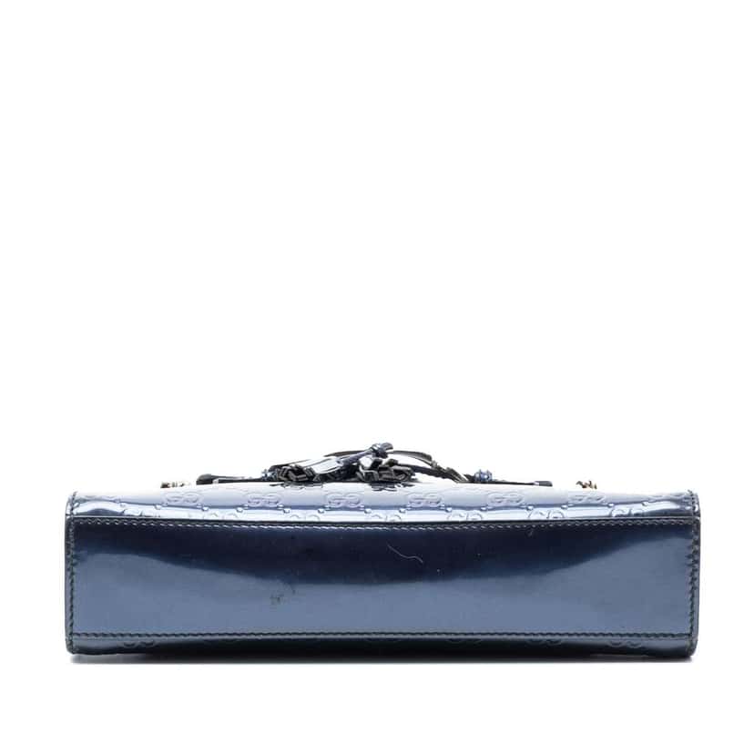 Gucci Small Guccissima Patent Emily Shoulder Bag Blue Leather Very good condition - Inside View