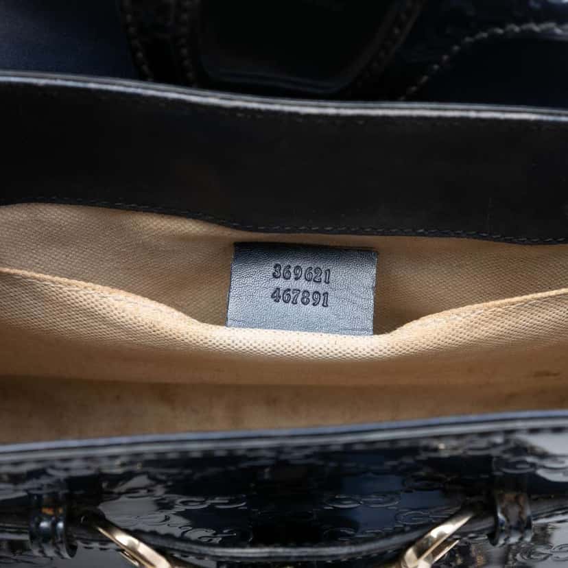 Gucci Small Guccissima Patent Emily Shoulder Bag Blue Leather Very good condition - Box View