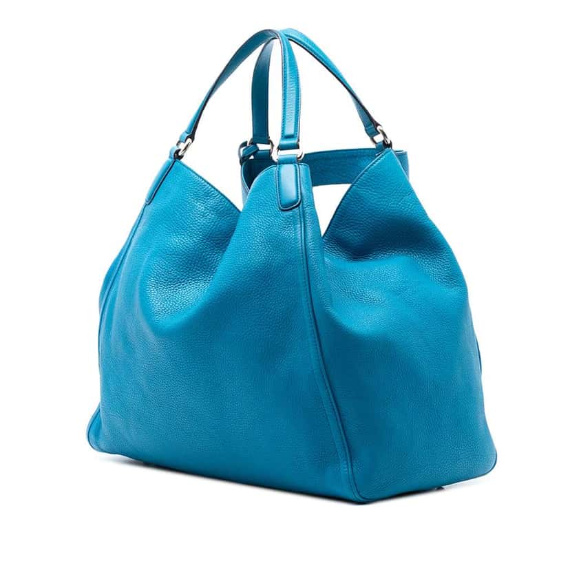 Gucci Large Leather Soho Cellarius Tote Blue Leather Good condition - Back View
