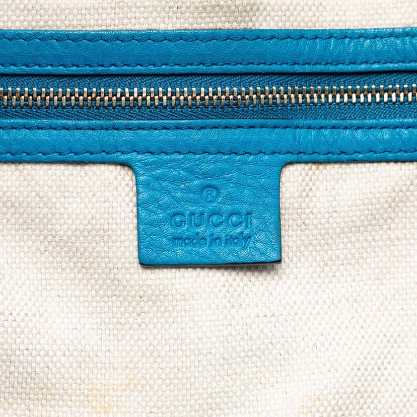 Gucci Large Leather Soho Cellarius Tote Blue Leather Good condition - Box View