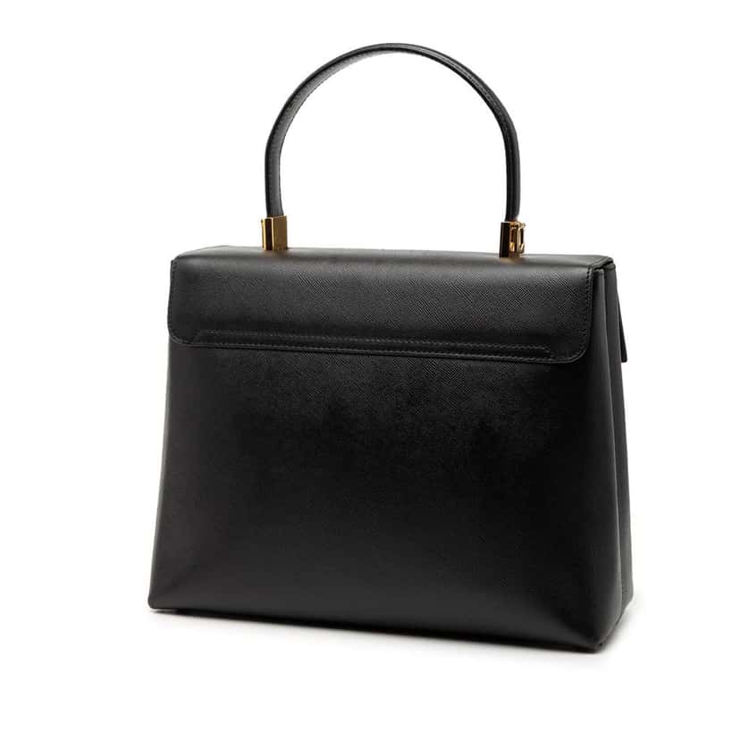 Salvatore Ferragamo Leather Gancini Iconic Top Handle Bag Black Leather Good condition - Back View