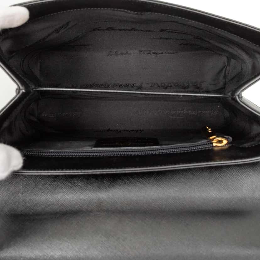 Salvatore Ferragamo Leather Gancini Iconic Top Handle Bag Black Leather Good condition - Model View