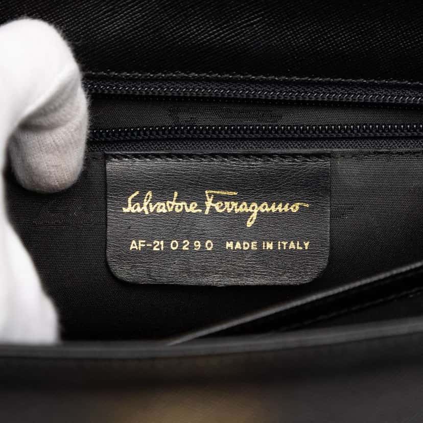 Salvatore Ferragamo Leather Gancini Iconic Top Handle Bag Black Leather Good condition - Box View