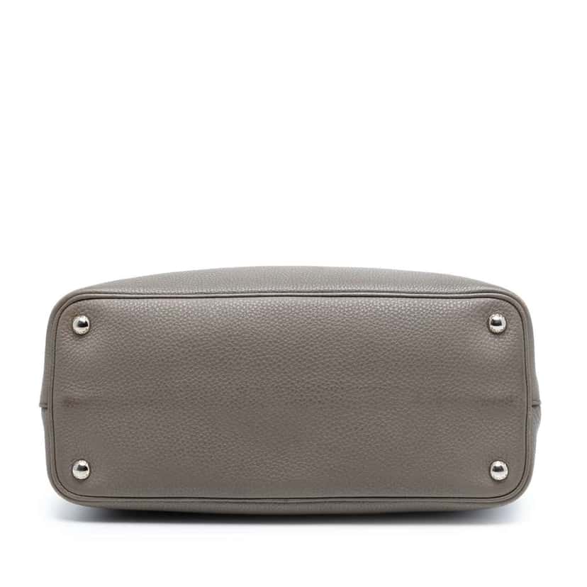Prada Medium Vitello Daino Cuir Double Handle Satchel Grey Leather Good condition - Inside View
