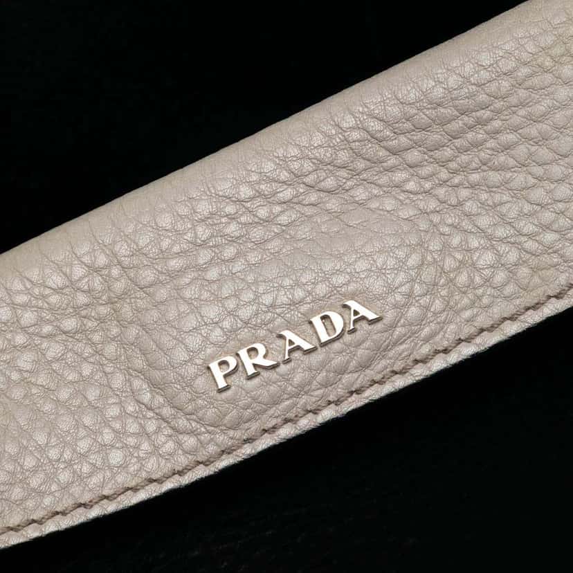 Prada Medium Vitello Daino Cuir Double Handle Satchel Grey Leather Good condition - Box View