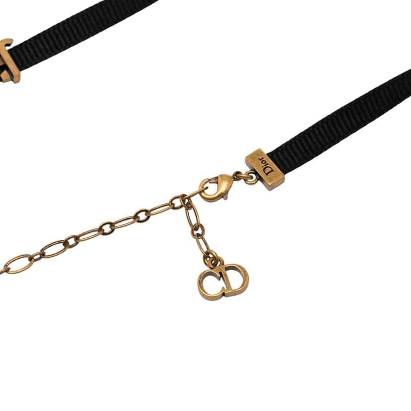Dior Nylon Grosgrain Ribbon JAdior Choker Necklace Black Good condition - Model View