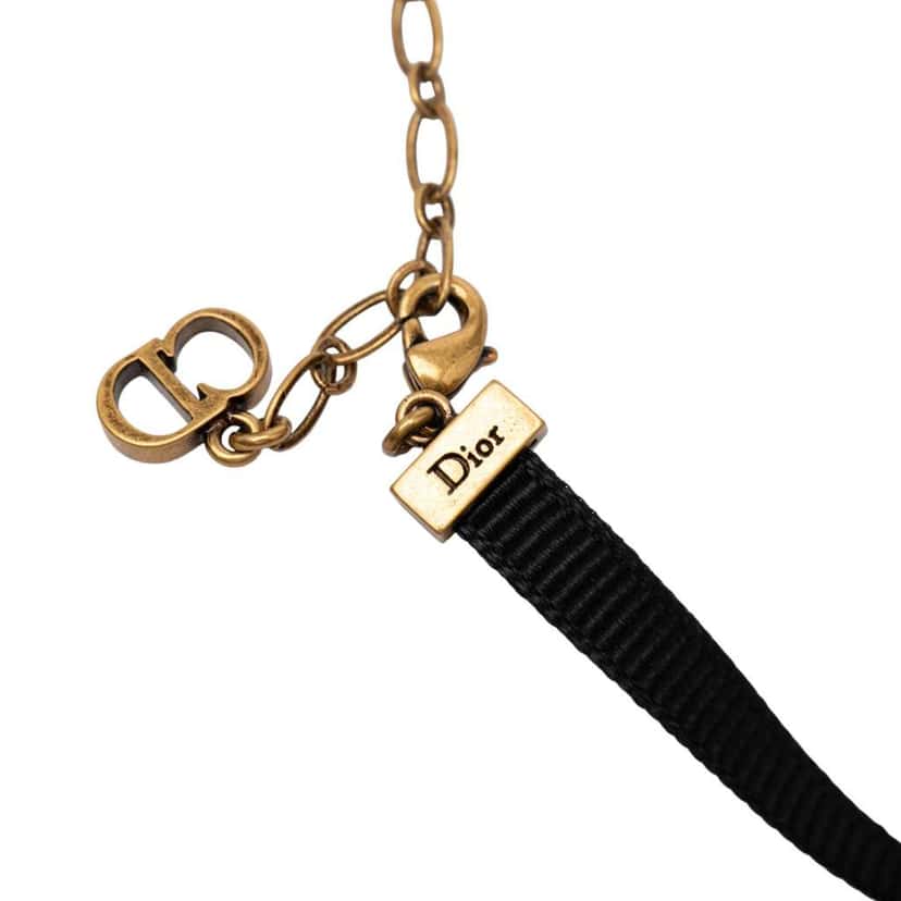Dior Nylon Grosgrain Ribbon JAdior Choker Necklace Black Good condition - Box View