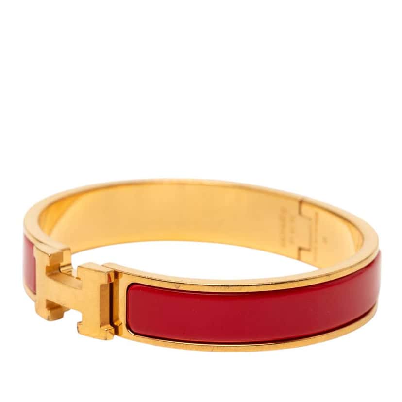 Hermès Narrow Enamel Clic H Bracelet PM Red Good condition - Back View