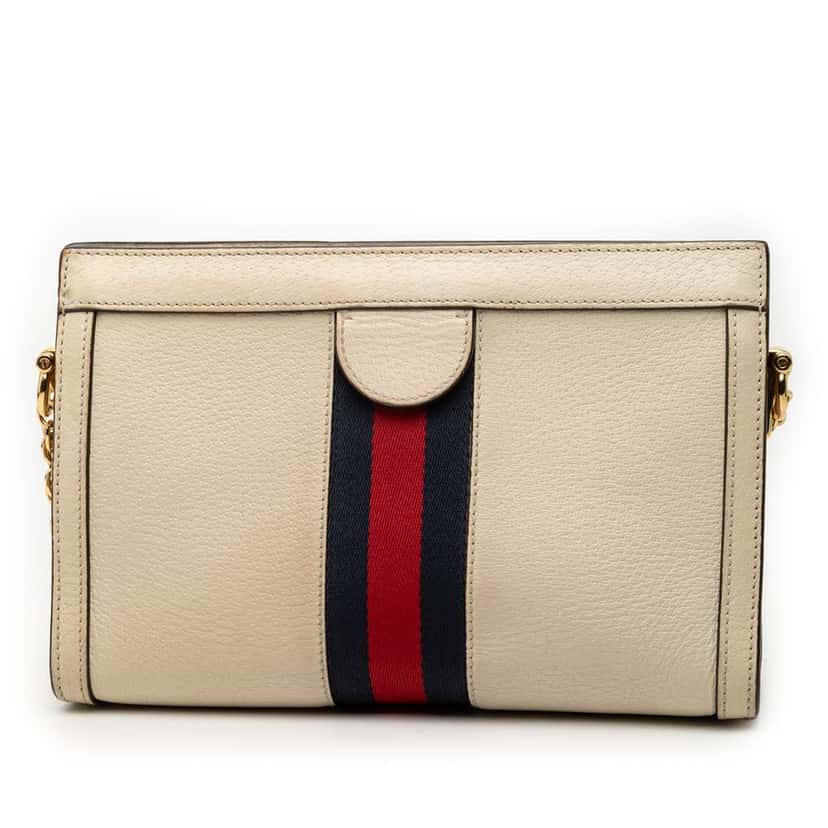 Gucci Small Calfskin Ophidia Chain Crossbody White Leather Very good condition - Back View