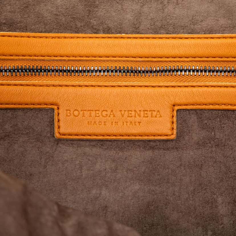 Bottega Veneta Large Nappa Intrecciato Nodini Crossbody Orange Leather Very good condition - Box View