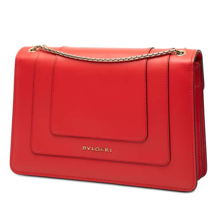 Bvlgari Medium Calfskin Serpenti Forever Shoulder Bag Red Leather Good condition - Back View